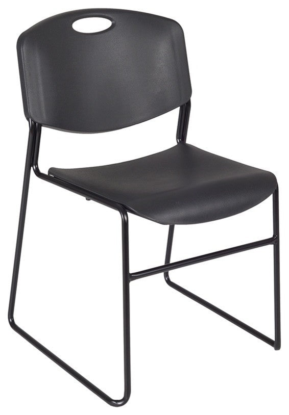 Kobe 84" Flip Top Mobile Training Table, Cherry and 3 Zeng Stack Chairs, Black