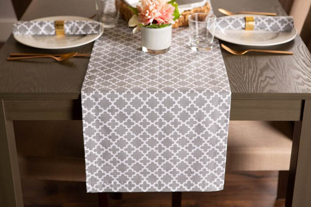 DII Gray Lattice Table Runner