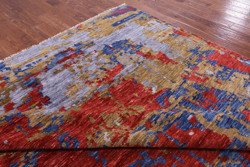 8' 10" X 11' 7" Handmade Abstract Wool Rug Q8982