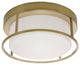 12" 2-Light Flush Mount Light, New Age Brass, White Marble Glass