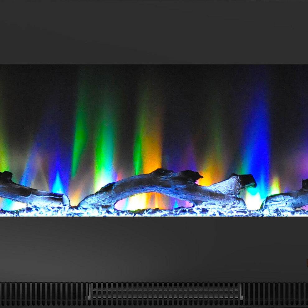 42" Wall-Mount Electric Fireplace, Black