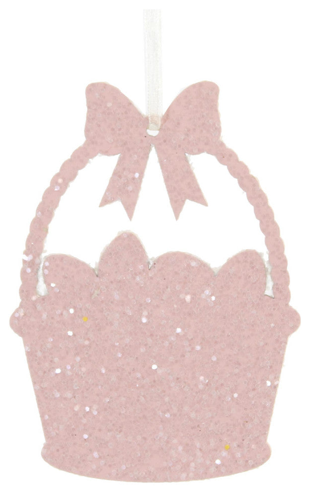 Holiday Egg Basket Glittered Ornament Wood Easter Laser Cut Rl1709