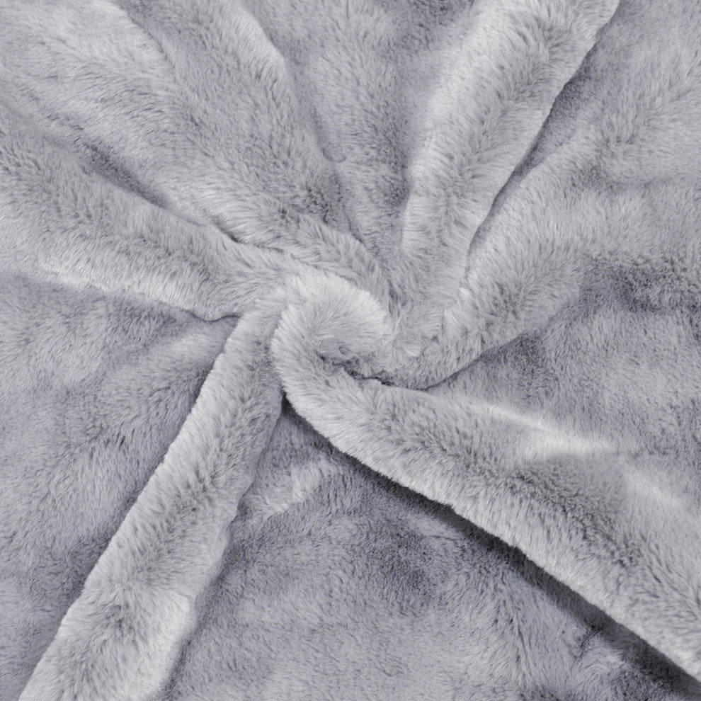 Solid Light Faux Fur Pillow Shell, Set of 2, Vapor Gray