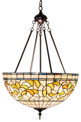 Meyda Lighting 232184 20" Wide Tiffany Turning Leaf Inverted Pendant