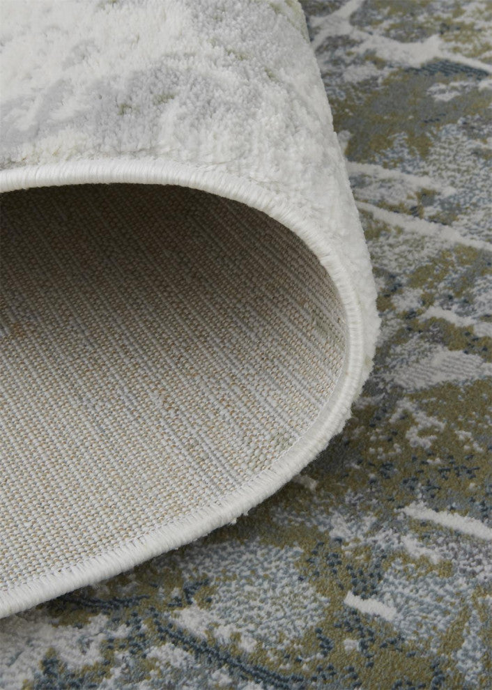 Weave & Wander Halton Contemporary Marble Rug, Silver/Gray, Ivory, 10'x13'