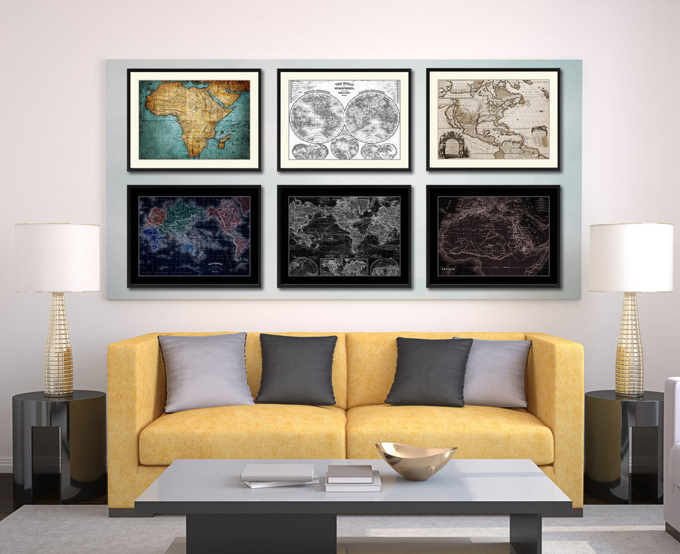 Ancient Africa Vintage Vivid Sepia Map Canvas, 28"x37"