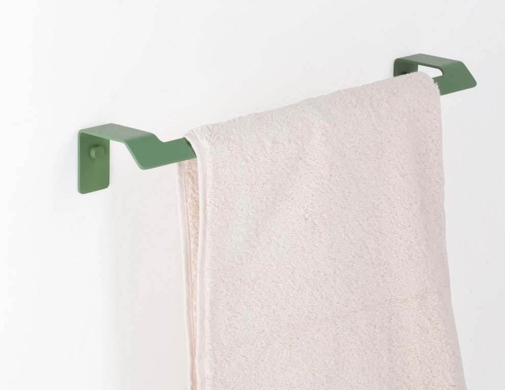 Slim Matte Towel Bar, Matte Green, Small 14 in