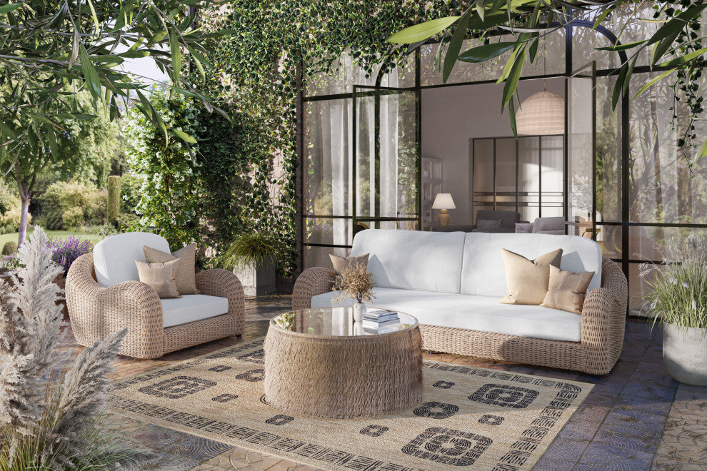 Katalina 3-Piece Patio Poly Hyacinth Conversation Set With White Cushions