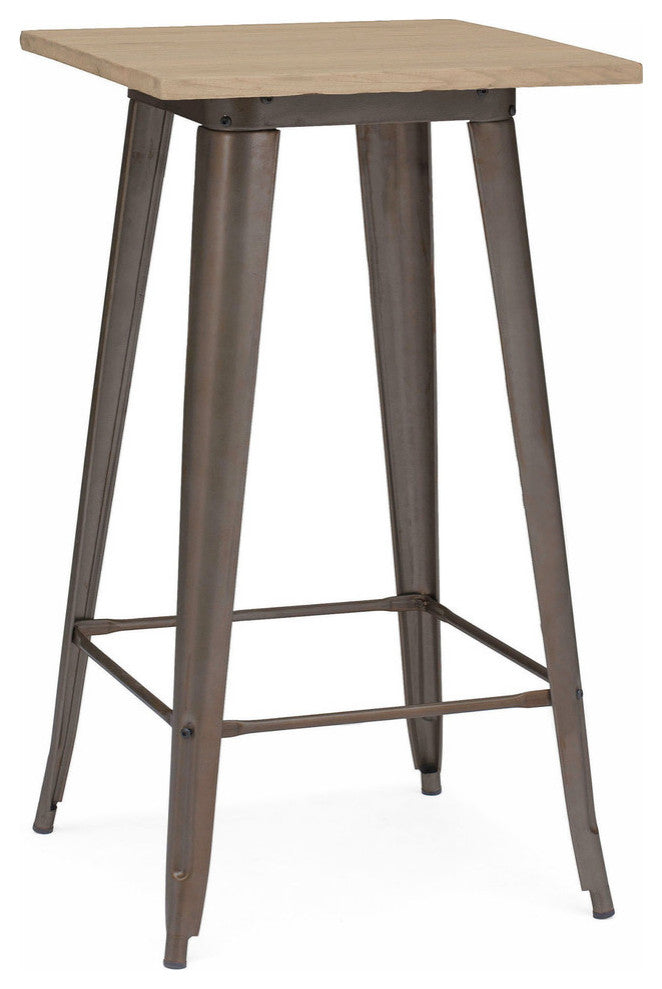 Design Lab Dreux Rustic Wood 1 Steel Bar Table Brown