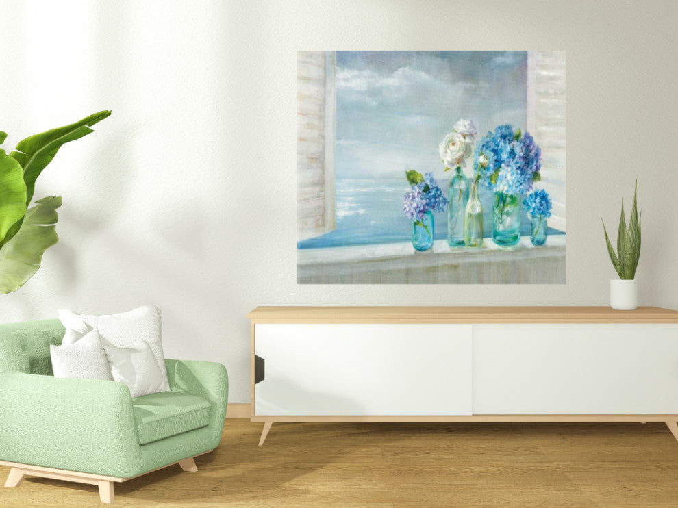 Ocean View With Flowers 5 Giclee Wrap Canvas Wall Art
