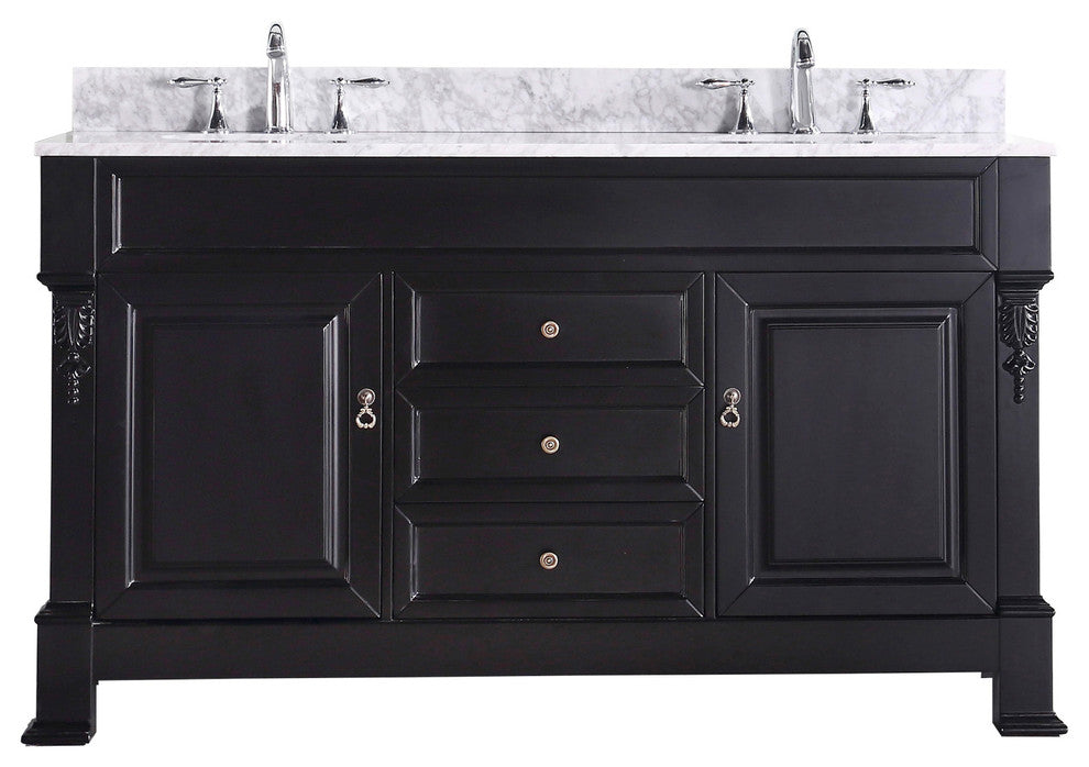 Huntshire 60" Single/Double  Dark Walnut Vanity  Dark Walnut with  Chrome Faucet