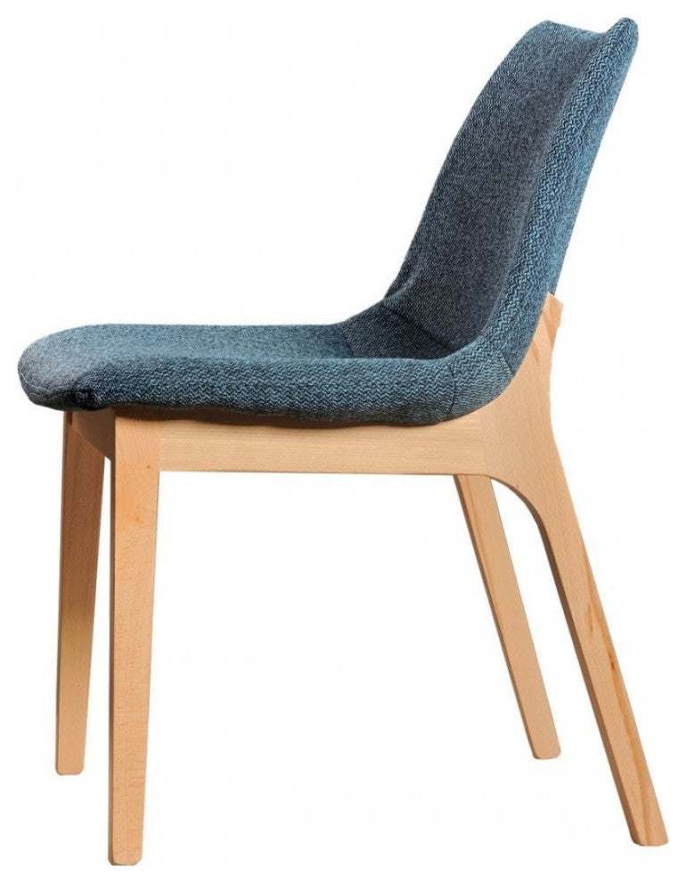 Set of Two Blue Fabric Dining Chairs