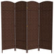 6' Tall Diamond Weave Fiber Room Divider, Dark Mocha, 4 Panel