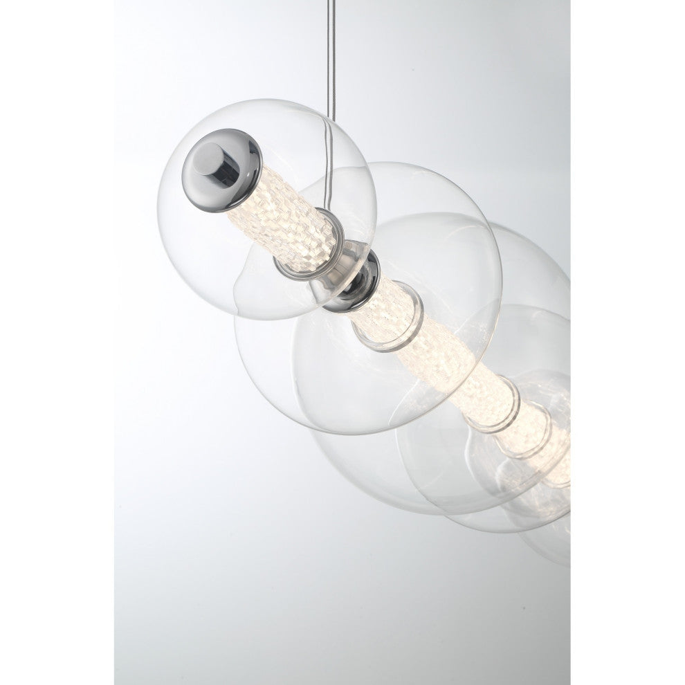 Atomo 1 Light Chandelier, Chrome With Clear Glass