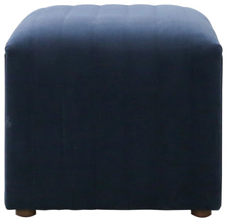 Soft Sapphire Navy Ottoman, Channeled