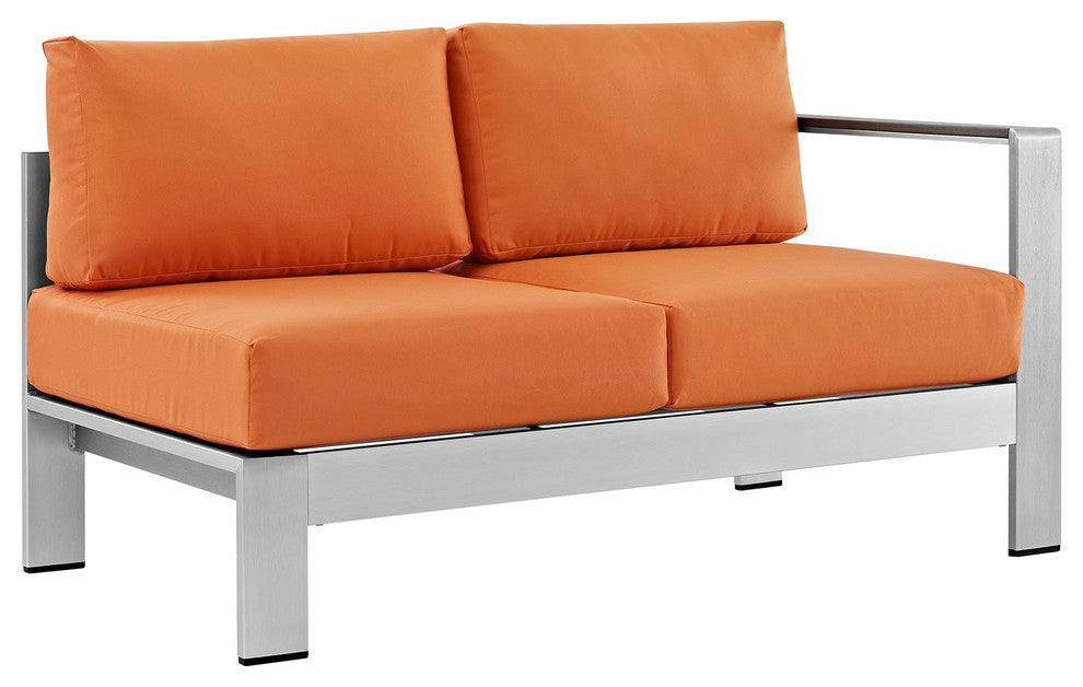 Shore 5-Piece Outdoor Aluminum Sectional Sofa Set, Silver Orange