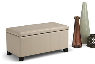 Dover 36" Contemporary Storage Ottoman, Satin Cream