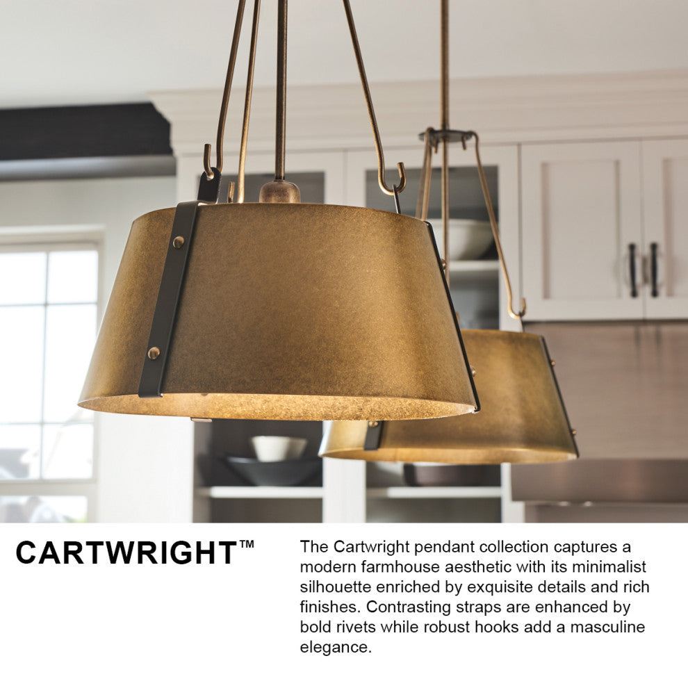 Hinkley Cartwright Large Drum Pendant, Rustic Brass