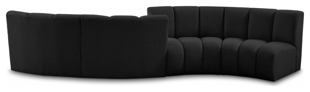 Infinity Boucle Fabric Upholstered 4-Piece S-Shaped Modular Sectional, Black