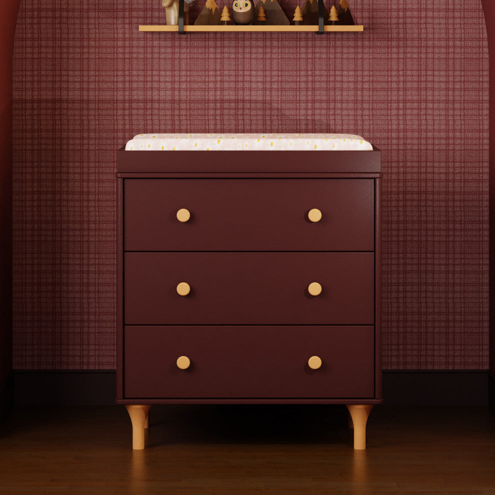 Lolly 3-Drawer Changer Dresser With Removable Changing Tray, Crimson