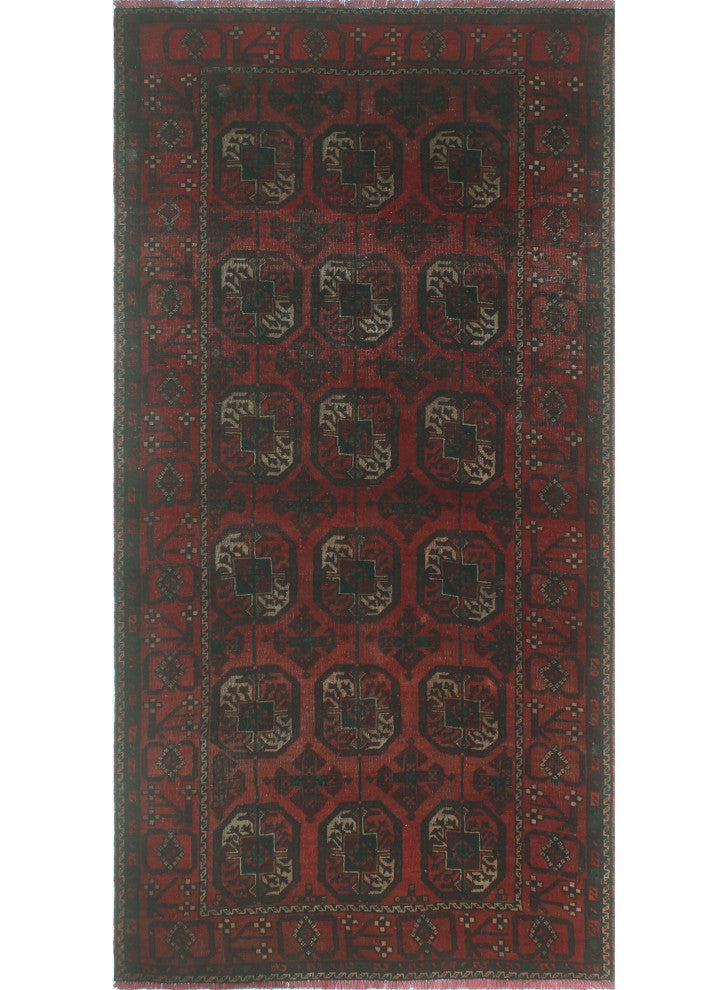 Vintage Distressed Adalia Red/Burgundy Rug, 3'6x6'10