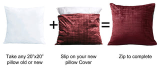 Velvet 2 Piece Euro Pillow Cover Set, Ruby Wine, 2 Piece, 26"x26"