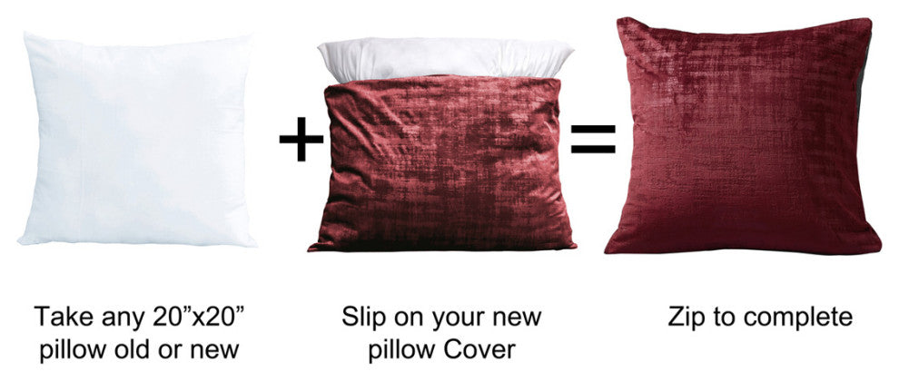 Velvet 2 Piece Euro Pillow Cover Set, Ruby Wine, 2 Piece, 26"x26"