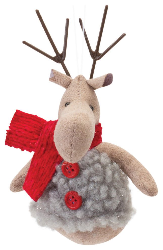 Plush Deer With Sweater Ornament, Set of 12