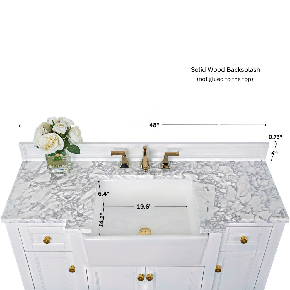 Adeline Vanity Set, White, 48", Single Sink