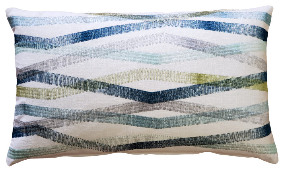 Wandering Lines Deep Sea Throw Pillow 12x19, with Polyfill Insert