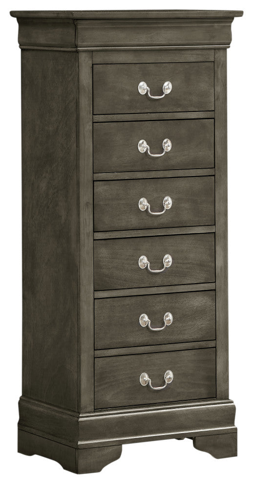 Louis Phillipe Gray 7 Drawer Chest of Drawers (22 in L. X 16 in W. X 51 in H.)