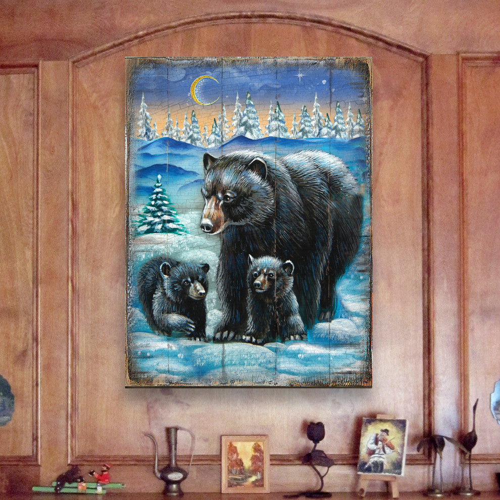 Black Bears Wooden Block, 36"x24"
