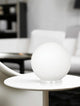 Rondo, 1-Light Round Table Lamp, White Finish, Opal Frosted Glass Shade