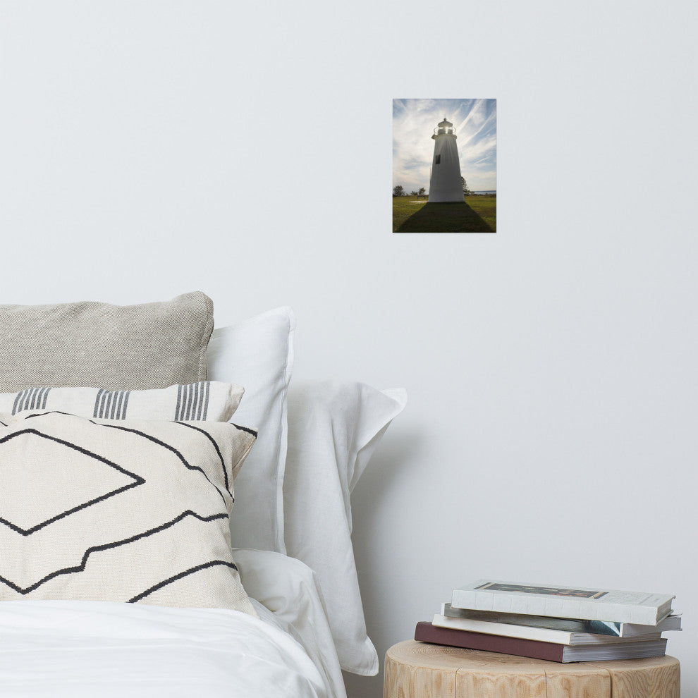 Turkey Point Lighthouse with Sun Flare Unframed Wall Art Prints, 8" X 10"