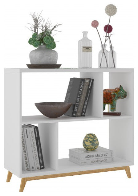 Modern White and Natural Bookcase