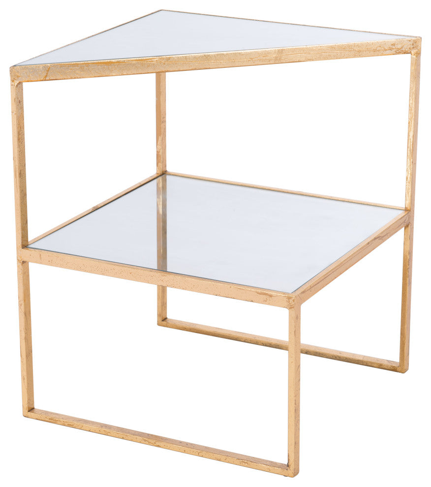 Planes Side Table Gold & Mirror