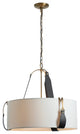 Saratoga Small Pendant, Antique Brass, Black Leather, Natural Anna Shade