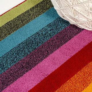 Retro Rainbow Contemporary Stripe Multi 4 ft. x 6 ft. Area Rug