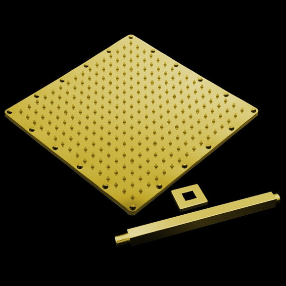16" Gold Tone Square Multi Color LED Rain Shower Head