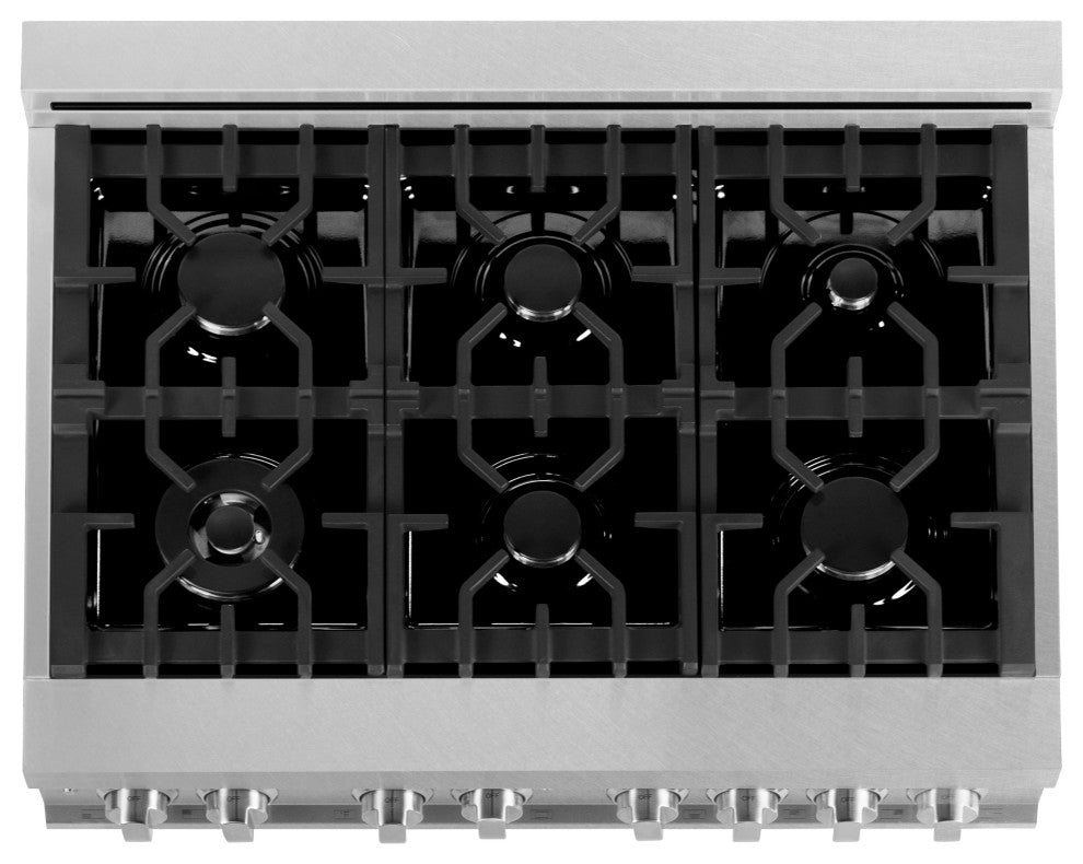 ZLINE 36" Dual Fuel Range With Griddle, Fingerprint Resistant Stainless Steel