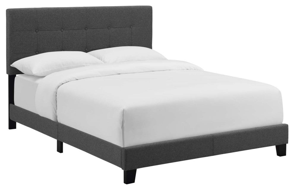 Gray Amira Twin Upholstered Fabric Bed