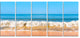 "Beautiful Blue Sea And Roaring Waves" Beach Canvas Wall Art, 5 Panels, 60"x28"