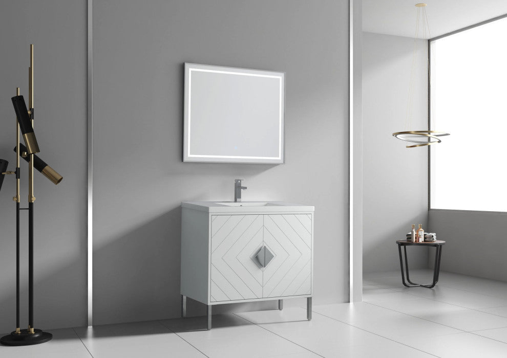36" Tennant Brand Modern Style White Eileen Bathroom Sink Vanity