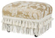 Fiona Accent Footstool Ottoman, Champagne Beige Floral Jacquard
