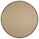 Safavieh Natural Fiber Nf134A Bordered Rug, Natural/Gray, 6'0"x6'0" Round