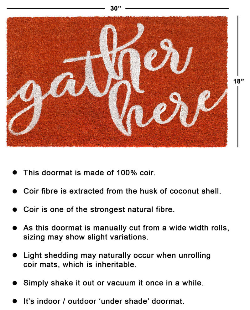 RugSmith White Machine Tufted Gather Here Doormat, 18" x 30"