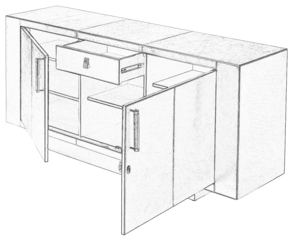 Francois Leather 70.5" Buffet Sideboard, Silver