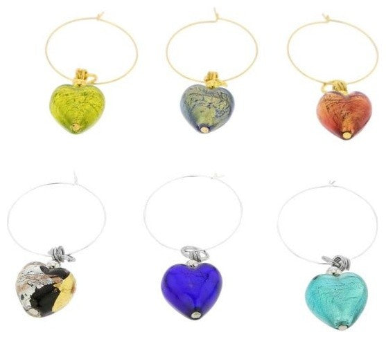 Lot De 6 Charmes Pour Verres à Vin 'Stardust' - Couleurs Métalliques Arc-en-Ciel - Neuf