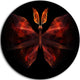 Red Fractal Butterfly In Dark, Abstract Art Round Metal Wall Art, 11"