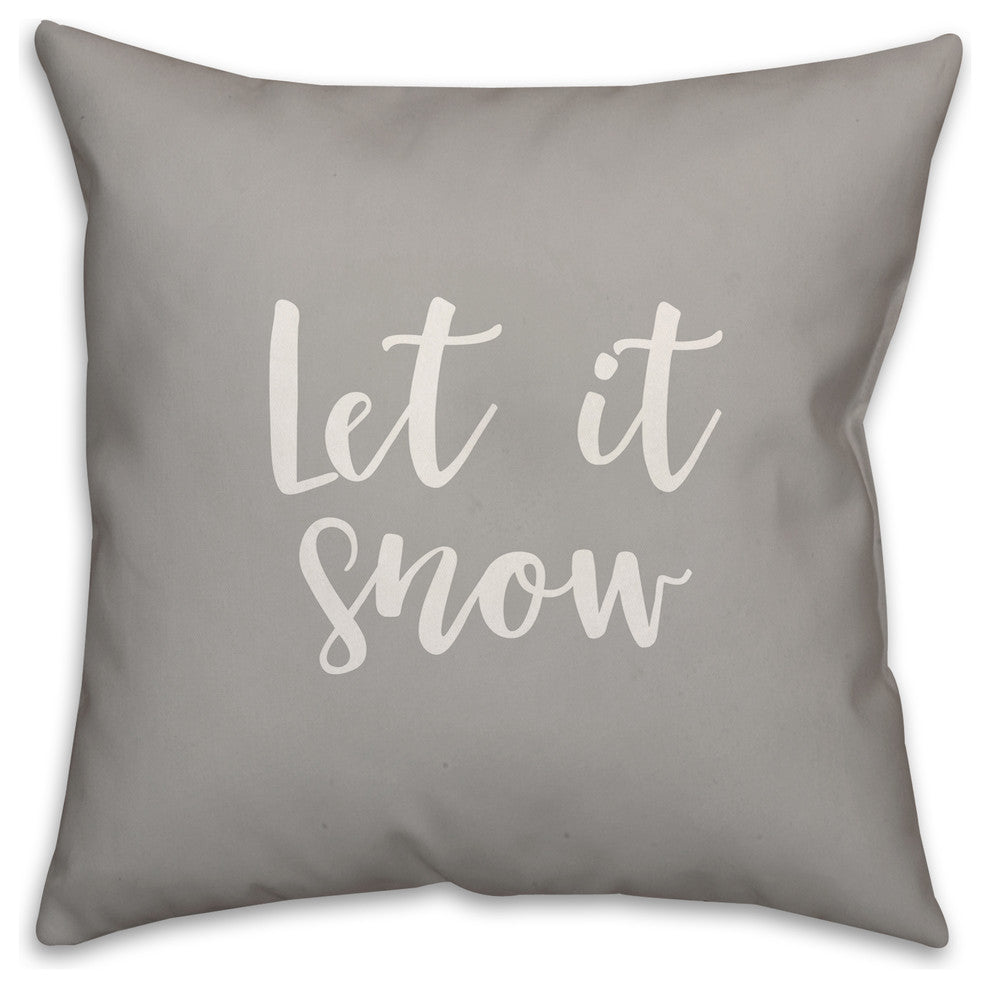 Let It Snow, Gray 18x18 Throw Pillow